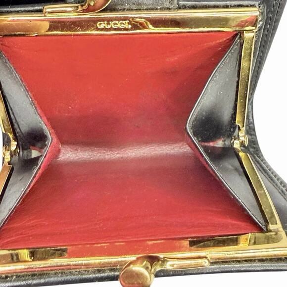 Gucci Horsebit Black Leather Kisslock Wallet w/ Gold Hardware - Picture 12 of 14